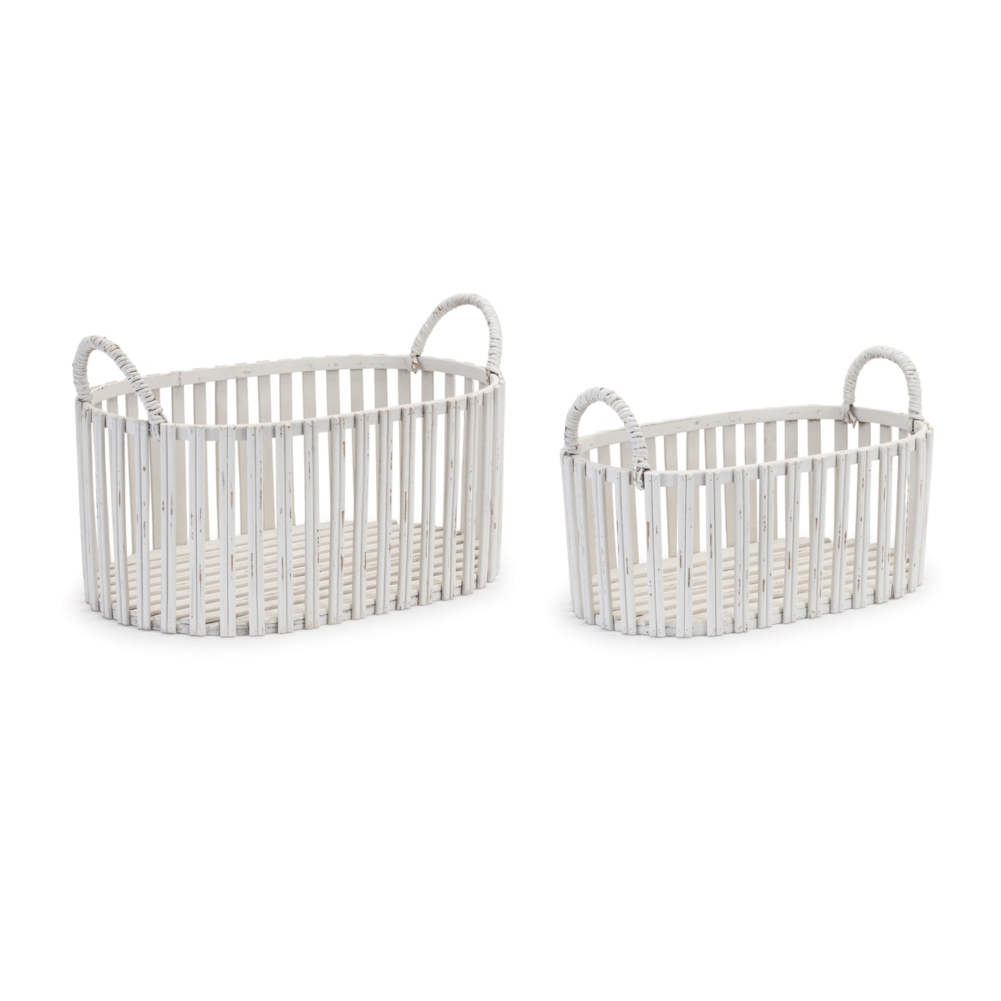 Basket (Set of 2) 9.5"L x 5.5"W x 5.5"H, 11.5"L x 7.5"W x 7"H Rattan/MDF