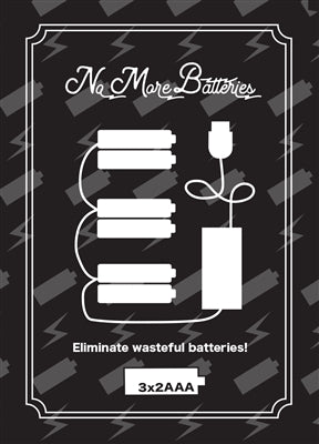No More Batteries 2 AAA Replacement w/ 3 to 1 Connector (Set of 2)
