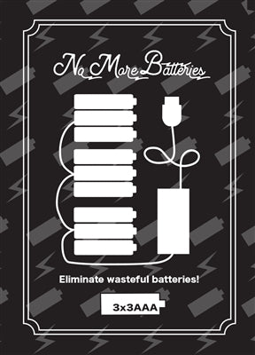 No More Batteries 3 AAA Replacement w/ 3 to 1 Connector (Set of 2)