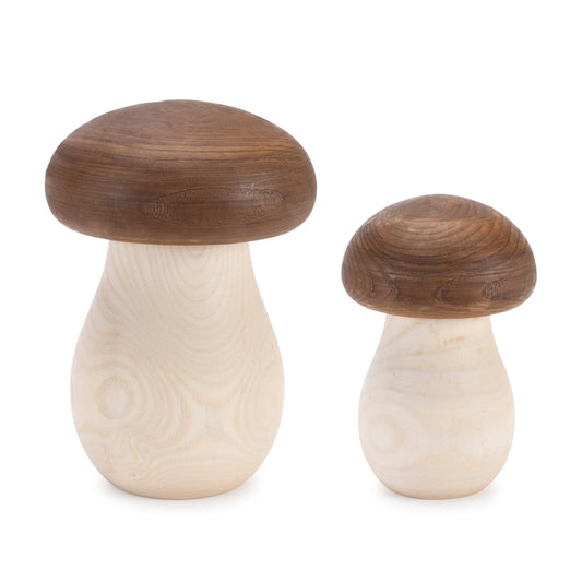 Mushroom Box (Set of 2) 5"H, 6.5"H Wood