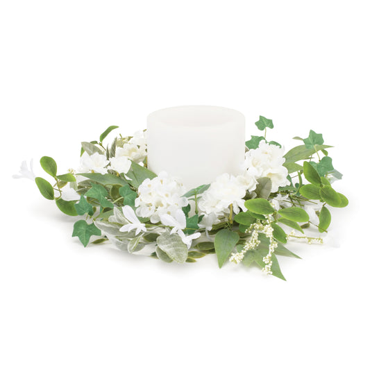 Mixed Floral and Foliage Candle Ring 17.5"D Polyester  (Fits a 6" Candle)