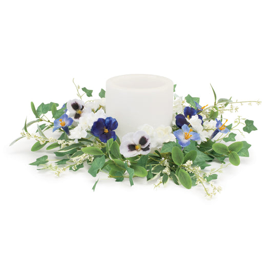 Petunia and Pansy Candle Ring 16"D Polyester  (Fits a 6" Candle)