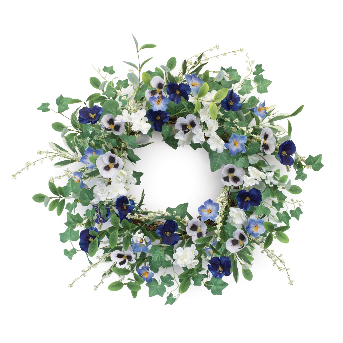 Petunia and Pansy Wreath 22"D Polyester/Twig