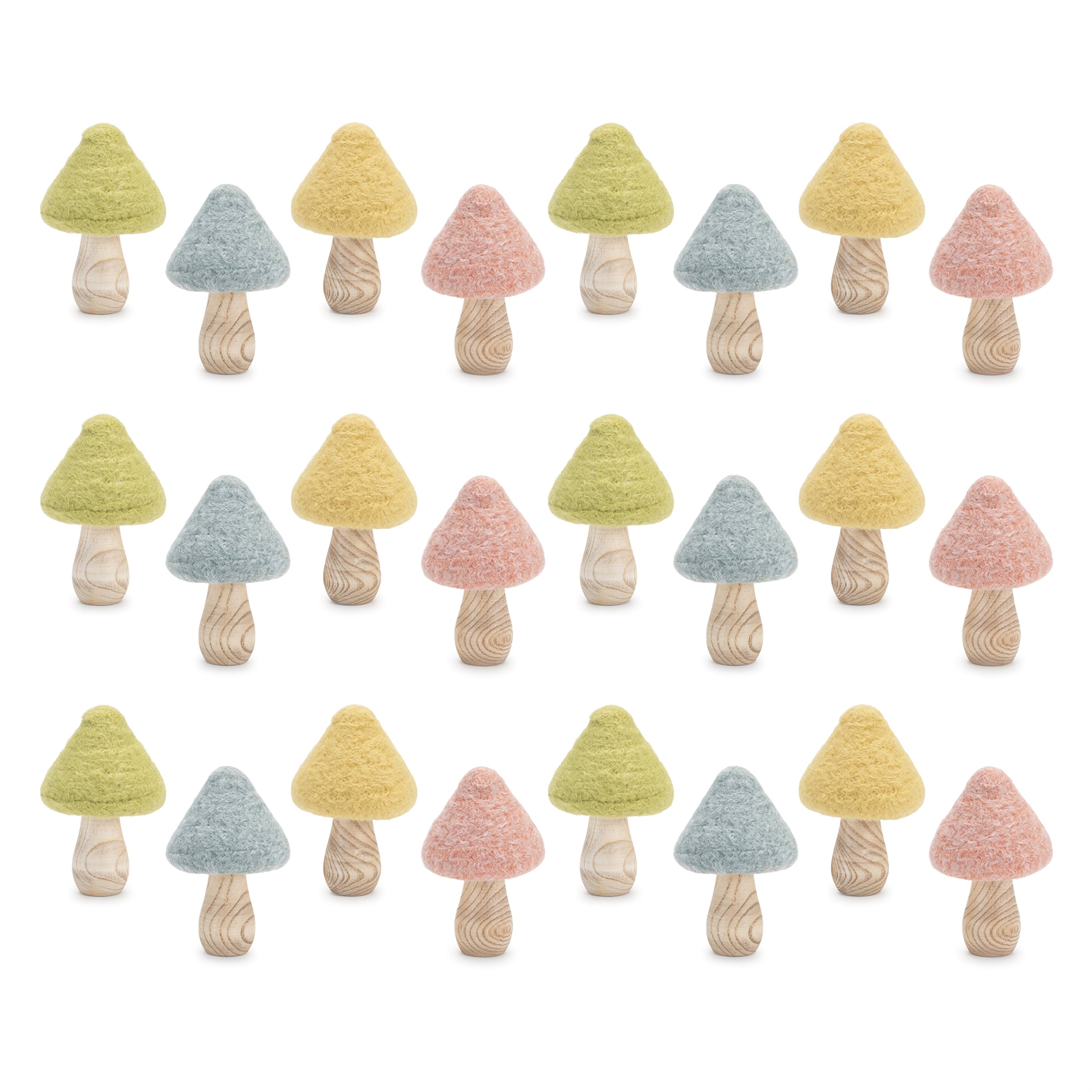 Felt Wood Mushroom Decor (Set of 24)