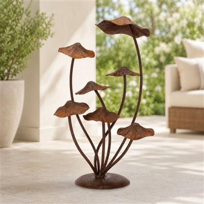 Bronze Metal Mushroom Garden Accent 17"H