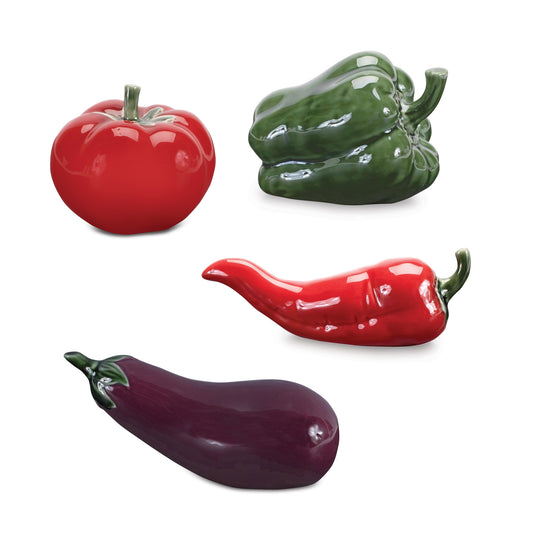 Vegetable (Set of 4) 3.25"H, 3.5"H, 6"L, 6.25"L Ceramic