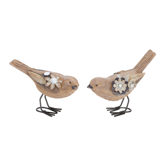 Bird (Set of 2) 3.5"H, 4.5"H Resin