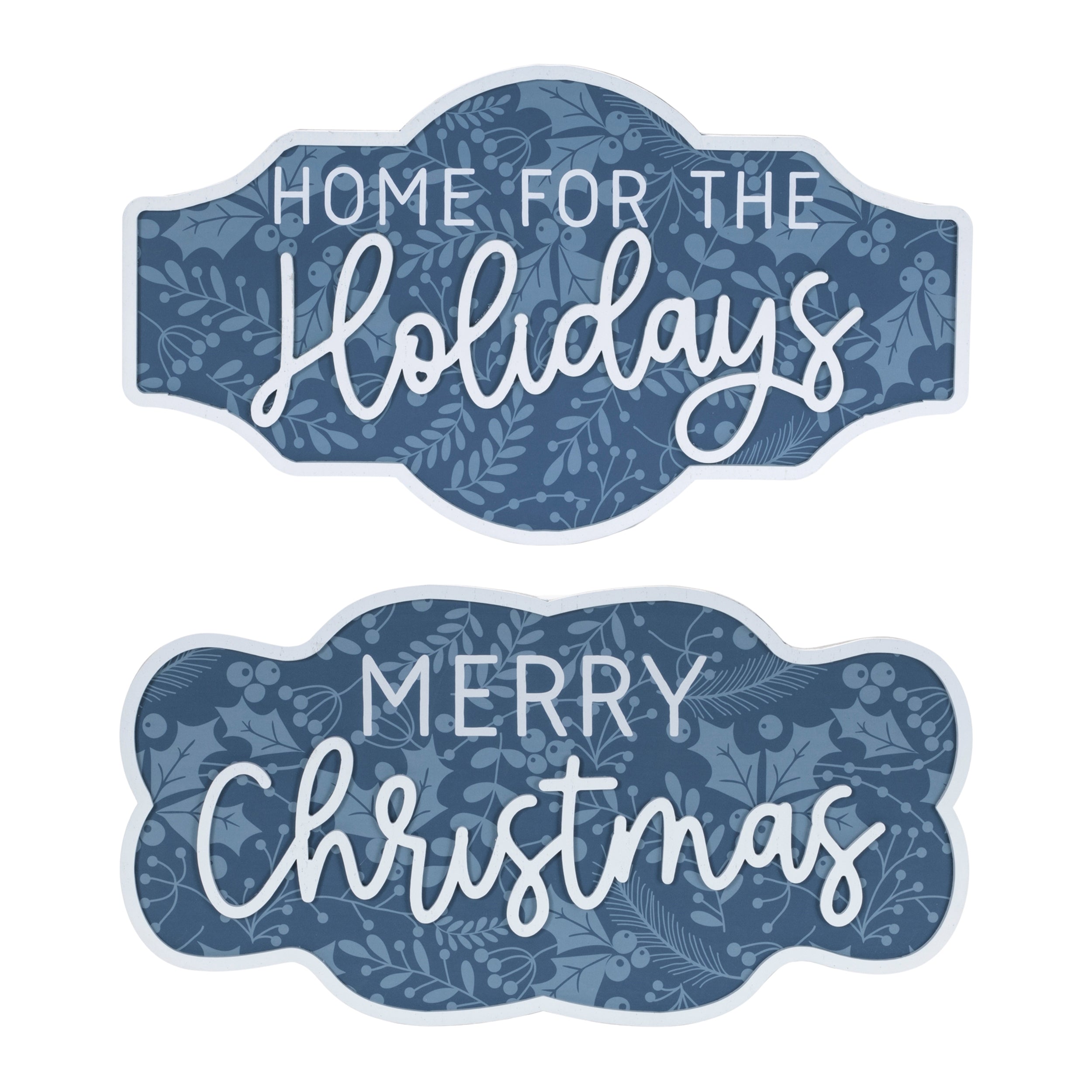 Wood Christmas Sentiment Sign (Set of 2)