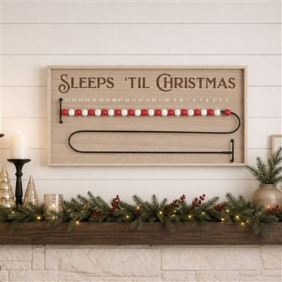 Wood Beaded Christmas Countdown 20"L
