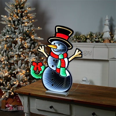 Snowman and Wreath Ekkolight 23.5"H
