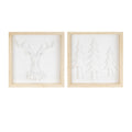 Framed Holiday Deer and Tree Artwork (Set of 2)