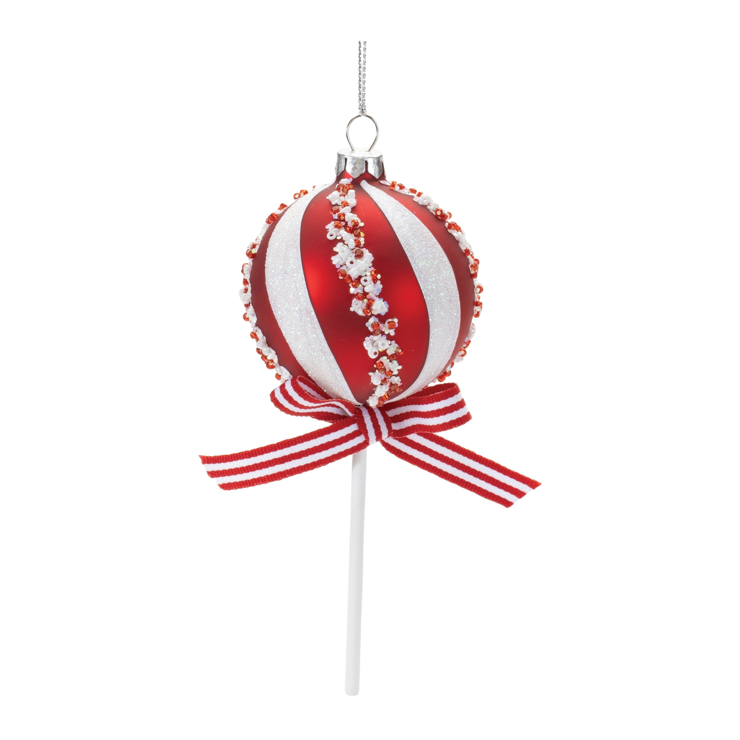 Glass Peppermint Lollipop Ornament (Set of 12)