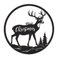 Cut Metal Merry Christmas Deer Plaque 16"D