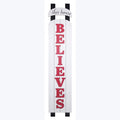 Wood Red and White North Pole Sled Shaped Door Leaner
