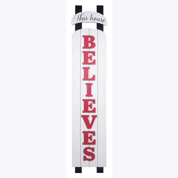 Wood Red and White North Pole Sled Shaped Door Leaner