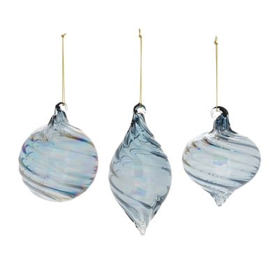 Iridescent Swirl Glass Ornament (Set of 12)