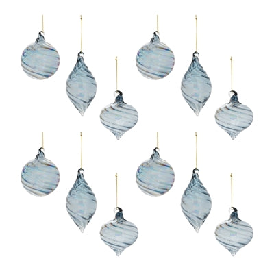 Iridescent Swirl Glass Ornament (Set of 12)