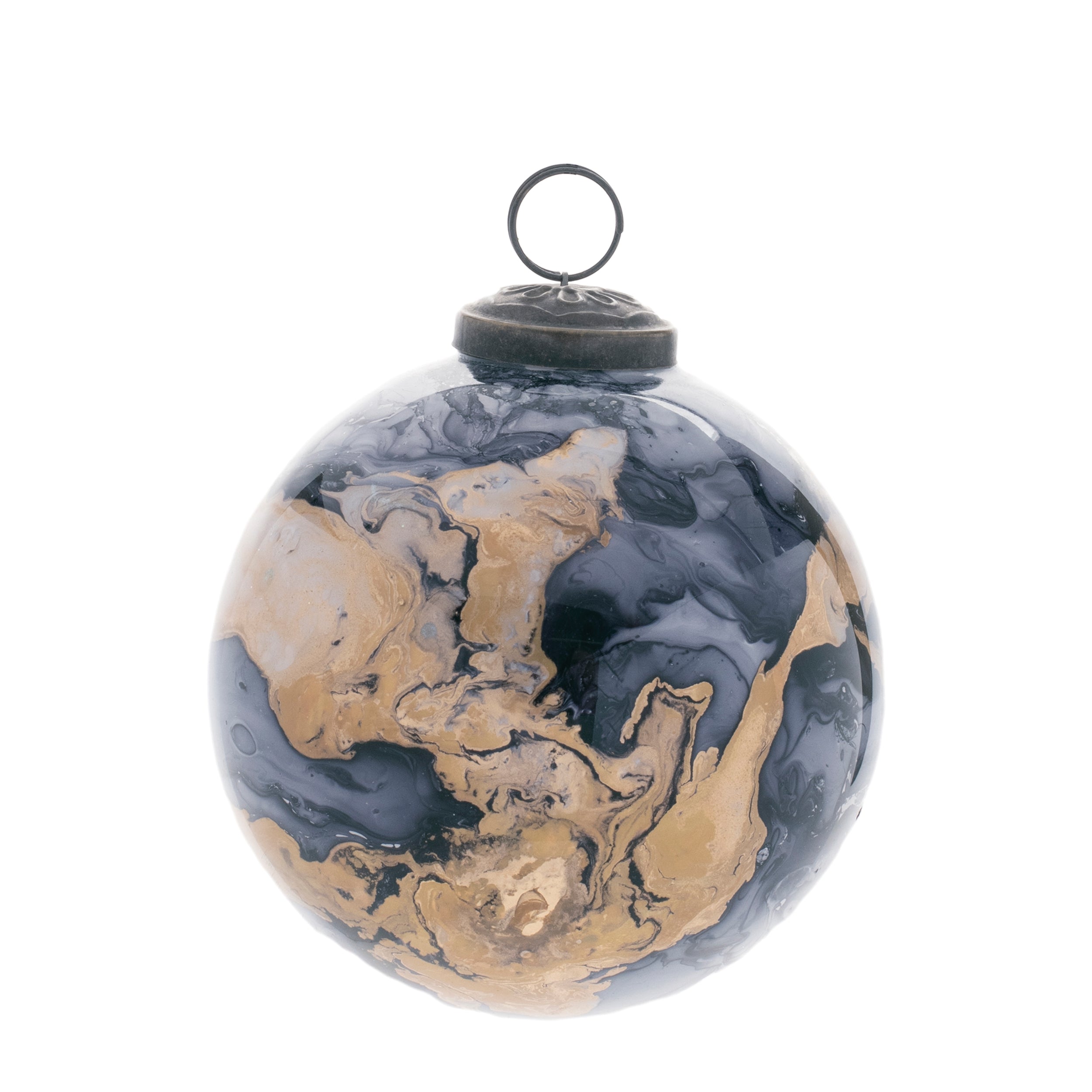 Marble Painted Glass Ball Ornament (Set of 6)