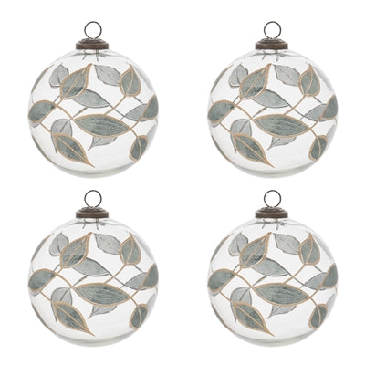 Leaf Etched Ball Ornament (Set of 4)