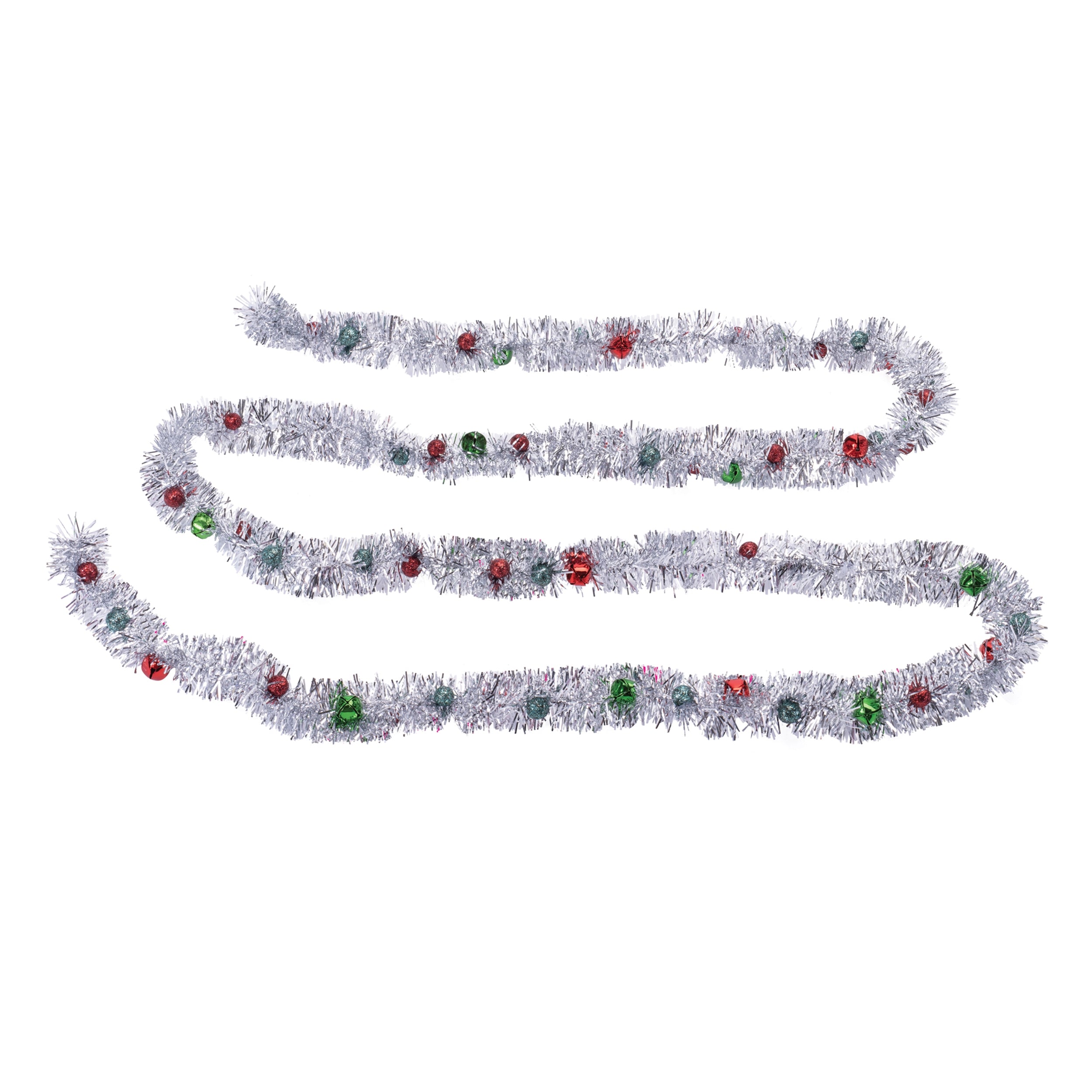 Tinsel Sleigh Bell Ornament Garland (Set of 2)