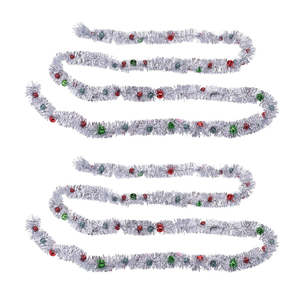 Tinsel Sleigh Bell Ornament Garland (Set of 2)