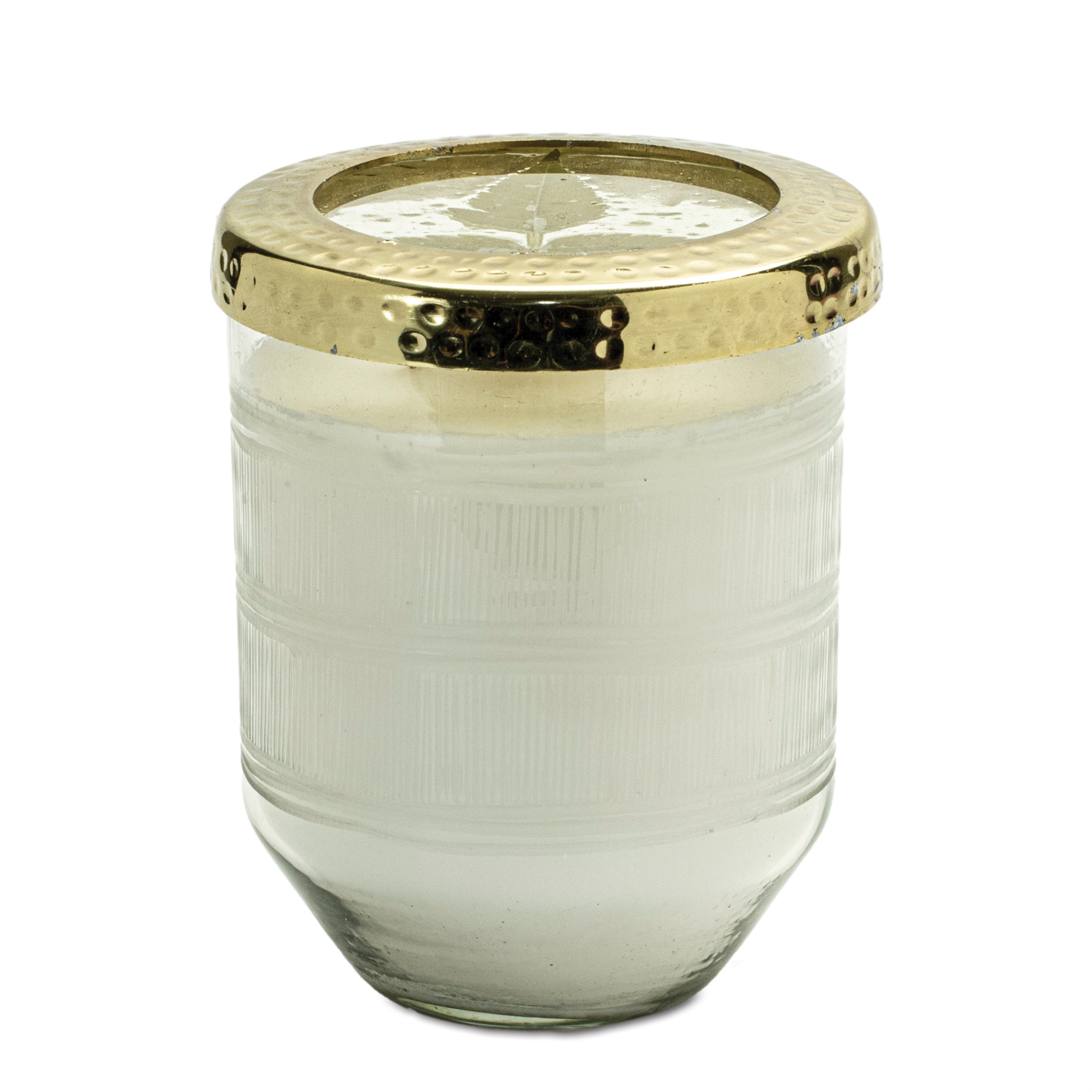 Whit Currant Scented Soy Candle with Pressed Floral Lid 5"D