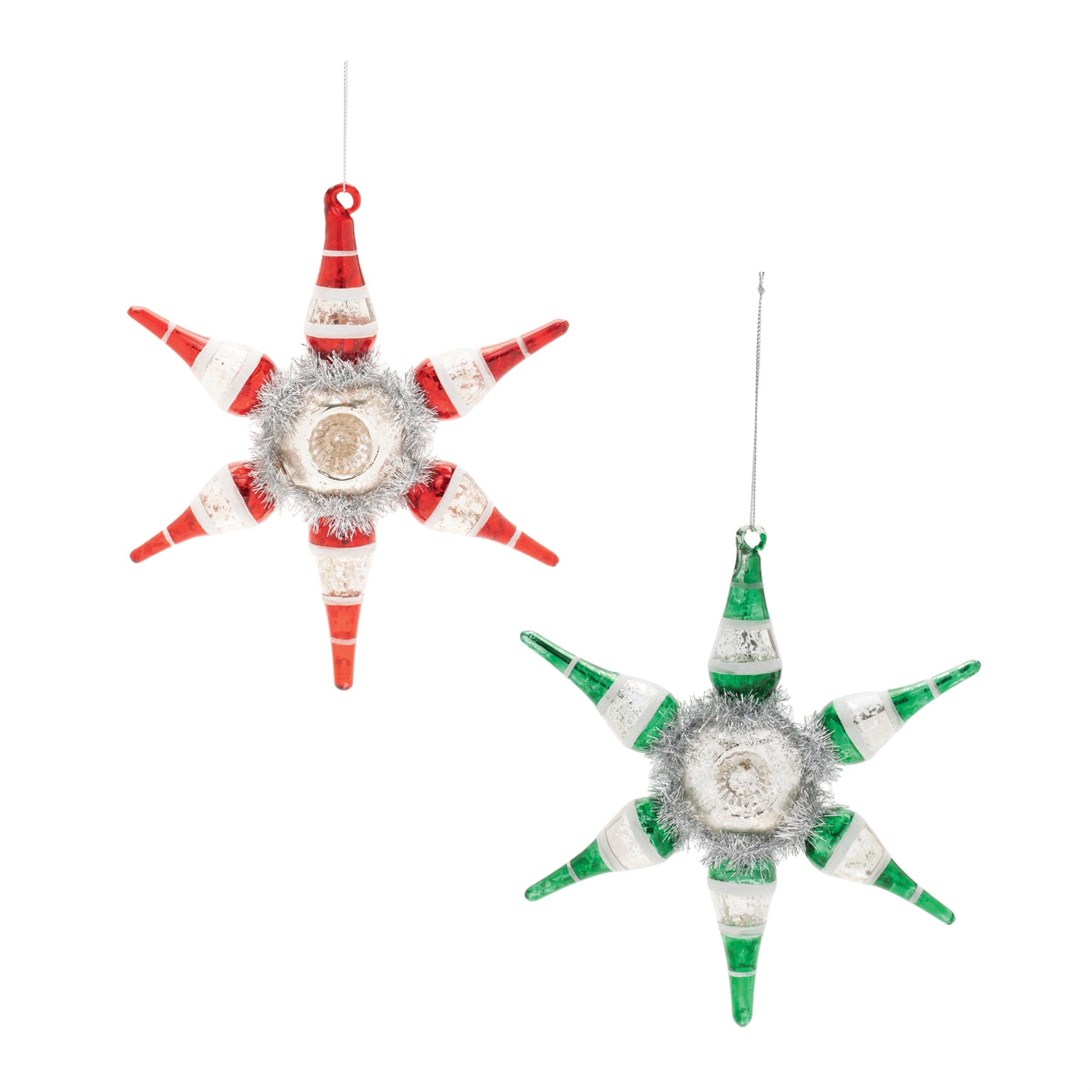 Vintage-Inspired Reflector Snowflake Ornaments – Set of 4