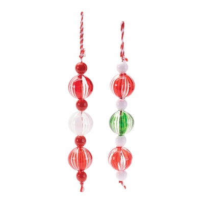 Striped Glass Mini Drop Ornaments – Set of 6