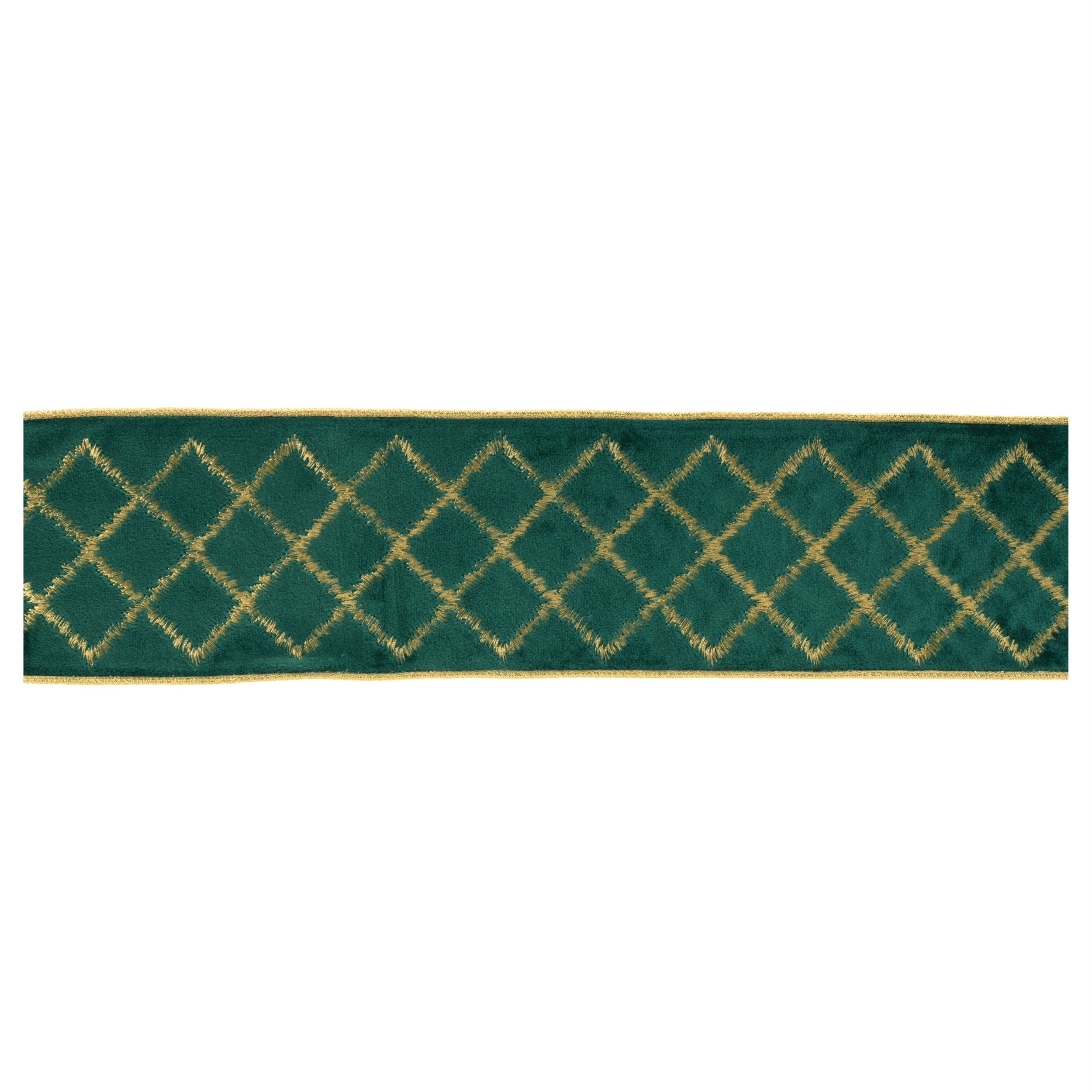 Green w/Gold Lattice Ribbon 4" x 5 Yds.