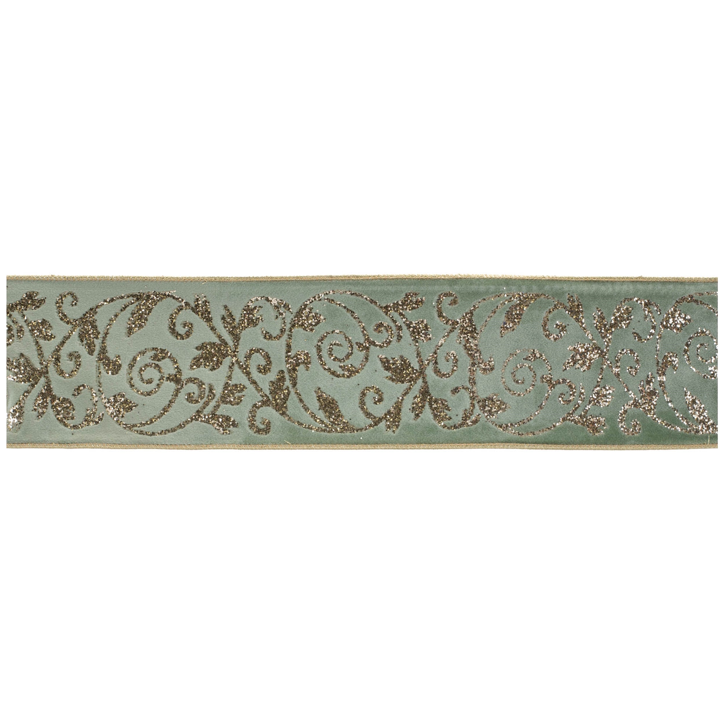 Ornate Glittered Wired Ribbon 4" x 5 Yds.