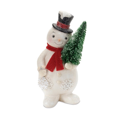 Glittered Snowman Figurine (Set of 2)