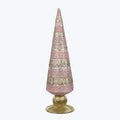 11.75" Resin Christmas Tree-Gold and Pink