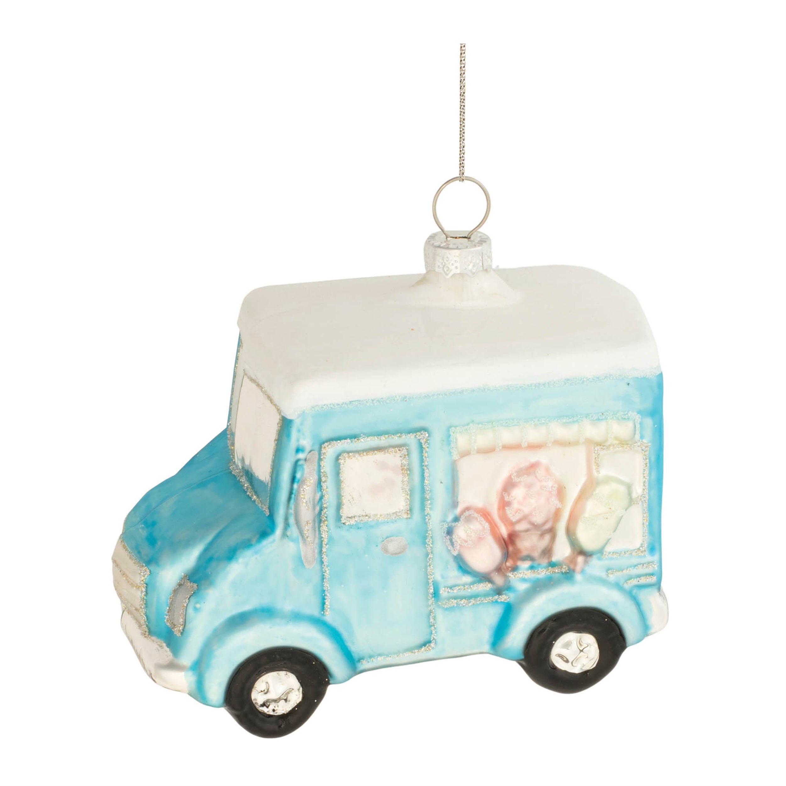 Glass Ice Cream Truck Ornament (Set of 12)