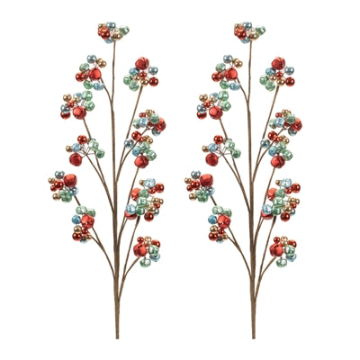 Metal Sleigh Bell Cluster Spray (Set of 2)