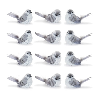 Feathered Bird Shelf Sitter (Set of 12)