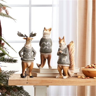 Winter Animal with Sweater Figurine (Set of 3)