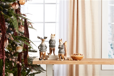 Winter Animal with Sweater Figurine (Set of 3)