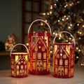 Punched Metal House Lantern (Set of 3)