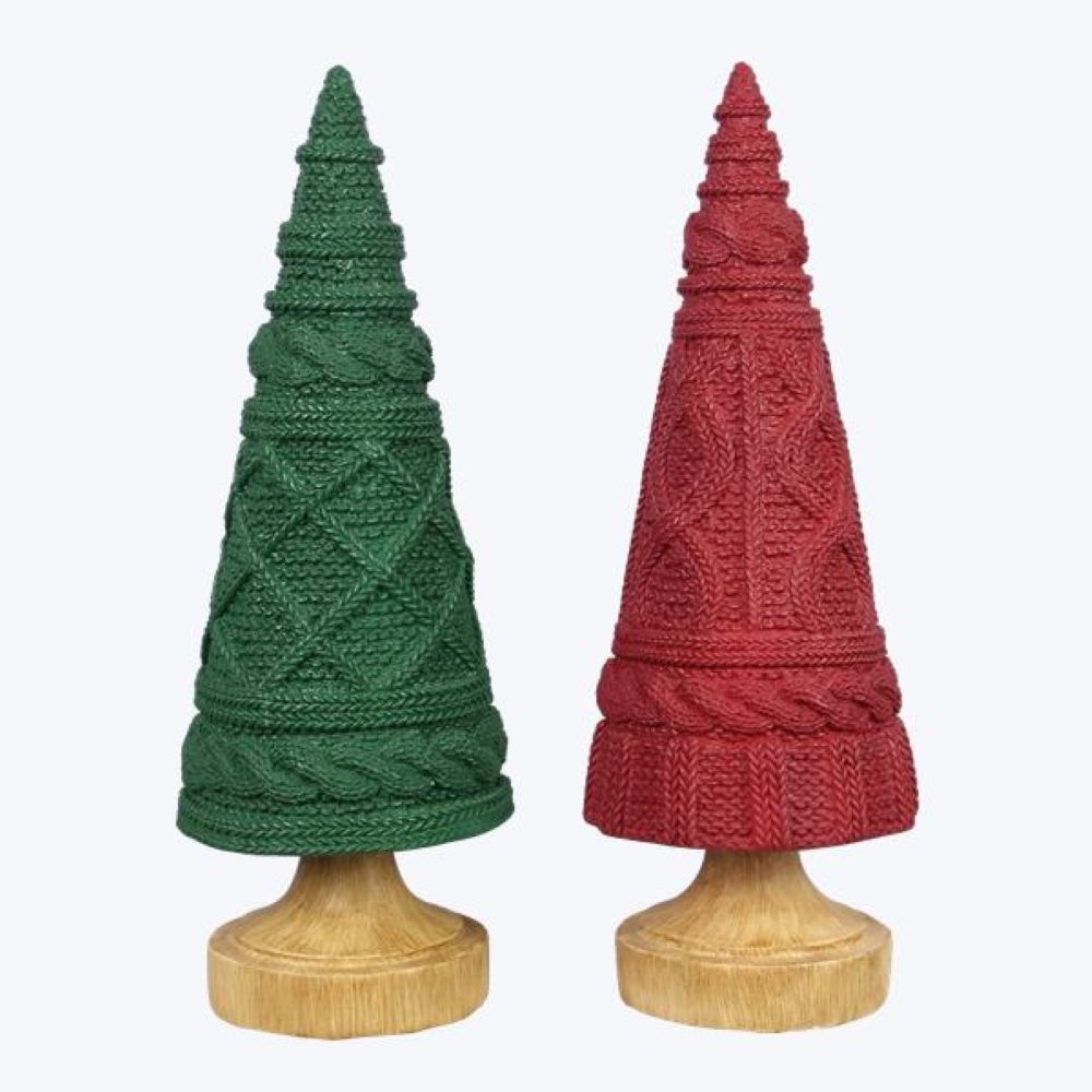 Resin Tabletop Trees-Red & Green Set