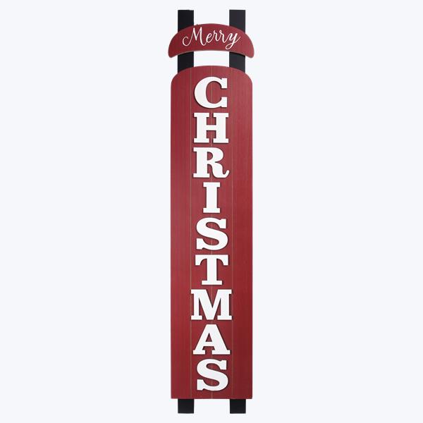 Wood Christmas North Pole Sled Shaped Door Leaner