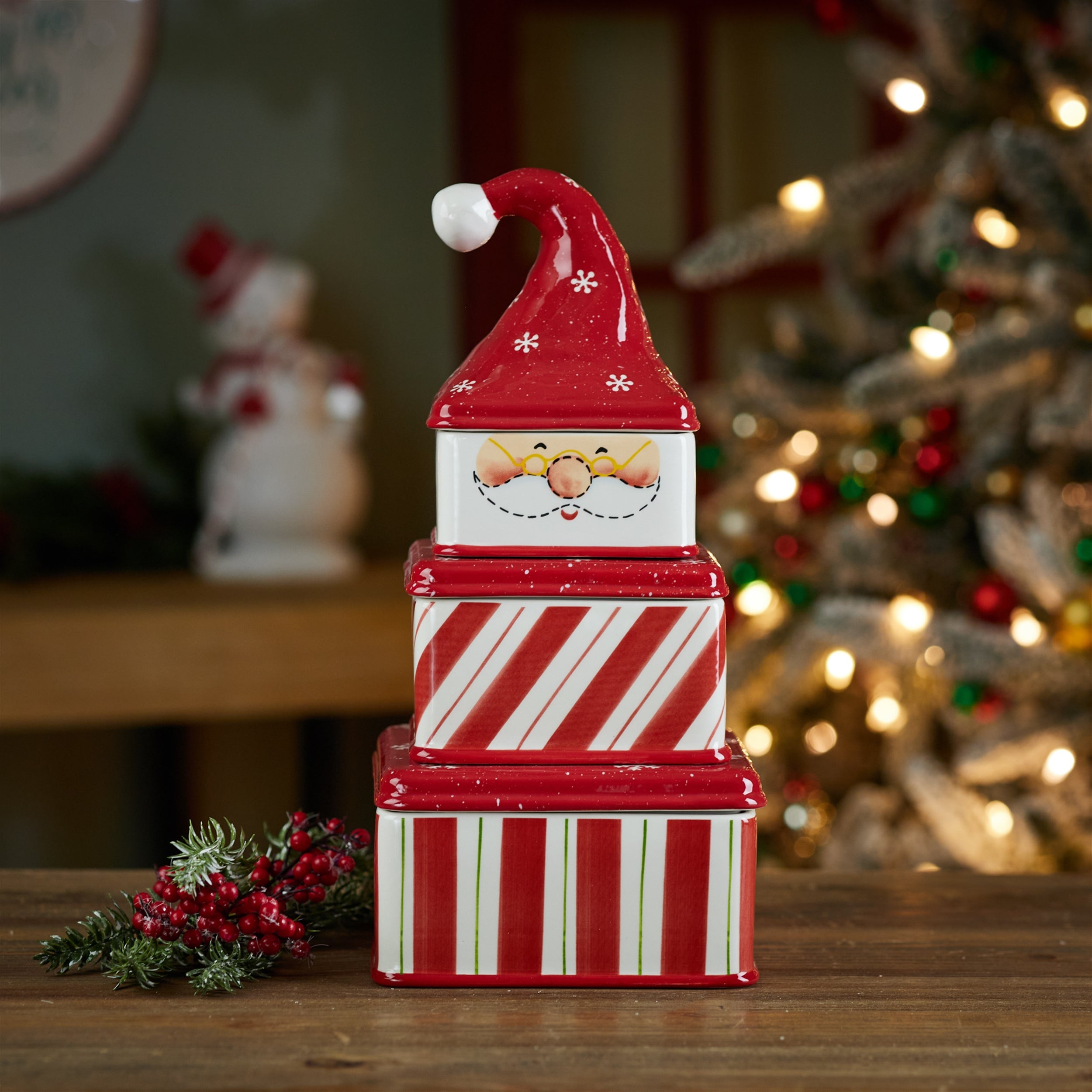 Ceramic Stacking Santa Character (Set of 3)