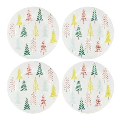 Ceramic Pine Tree Print Plate (Set of 4)