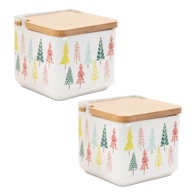 Ceramic Pine Tree Print Box (Set of 2)