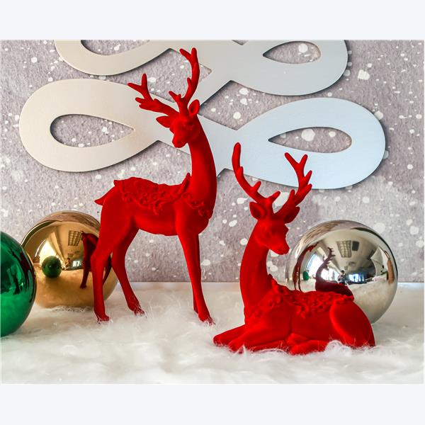 Resin Flocking Deer Tabletop Red