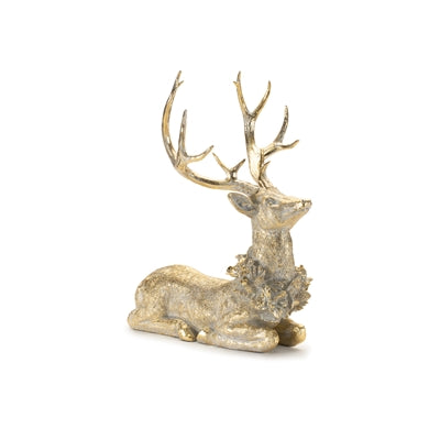 Deer w/Wreath (Set of 2) 16"L x 19"H, 17.5"L x 27.5"H Resin
