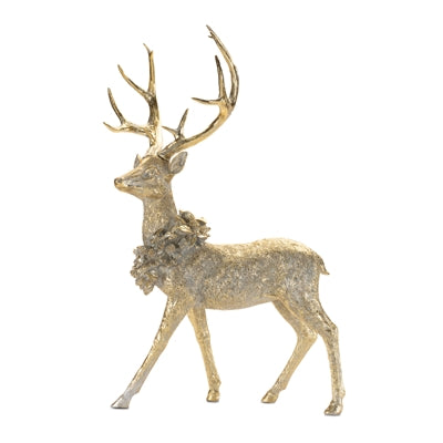 Deer w/Wreath (Set of 2) 16"L x 19"H, 17.5"L x 27.5"H Resin