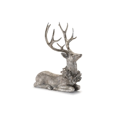 Deer w/Wreath (Set of 2) 15"L x 19"H, 17.5"L x 27.5"H Resin