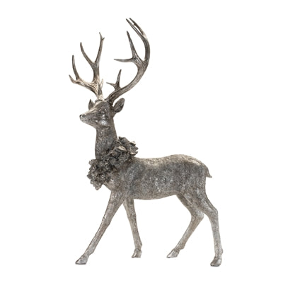 Deer w/Wreath (Set of 2) 15"L x 19"H, 17.5"L x 27.5"H Resin