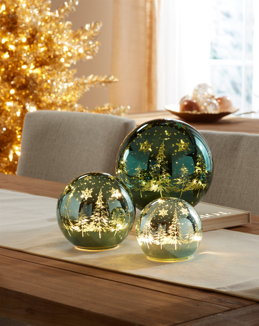 LED Pine Tree Globe (Set of 3)