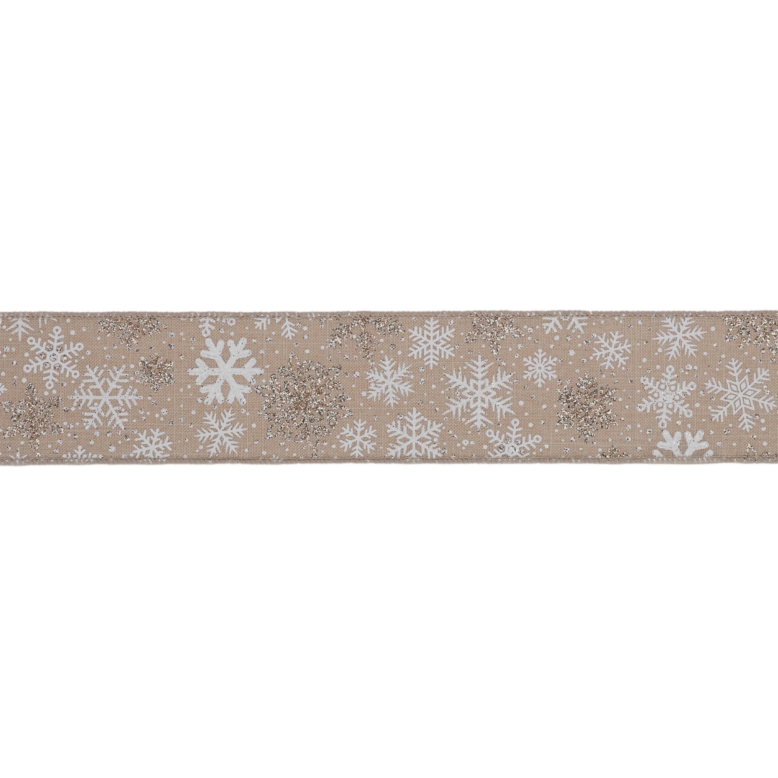 Snowflake Print Wired Ribbon 2.5" x 10 Yds.